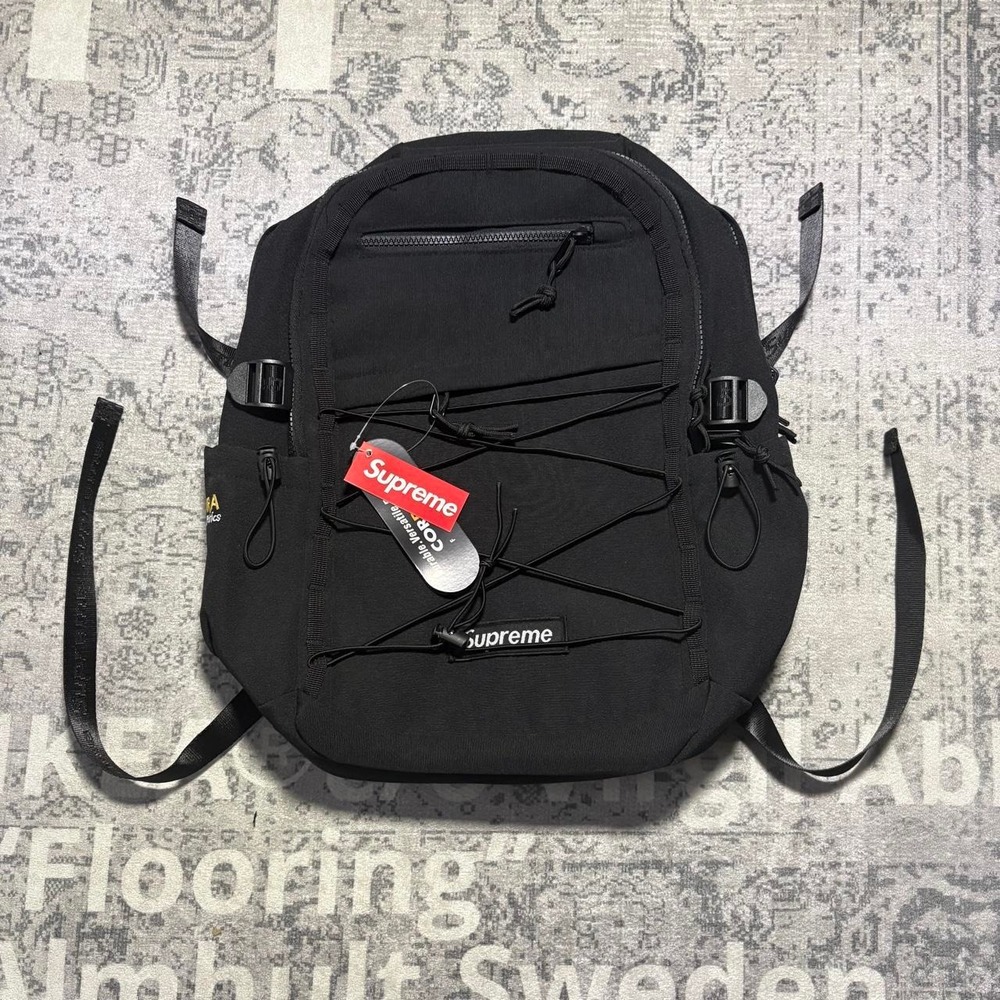 Supreme Ss25 Logo Backpack Black Cordura Free Shipping - Gem